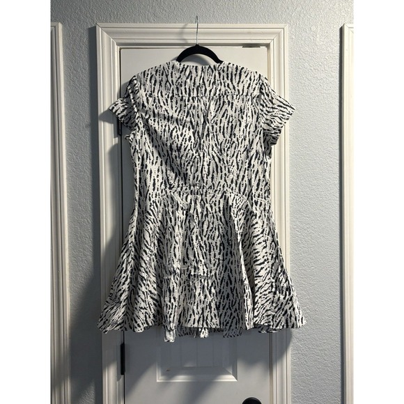 Zara Black White Print Button Front Fit & Flare Dress XL - Picture 6 of 6